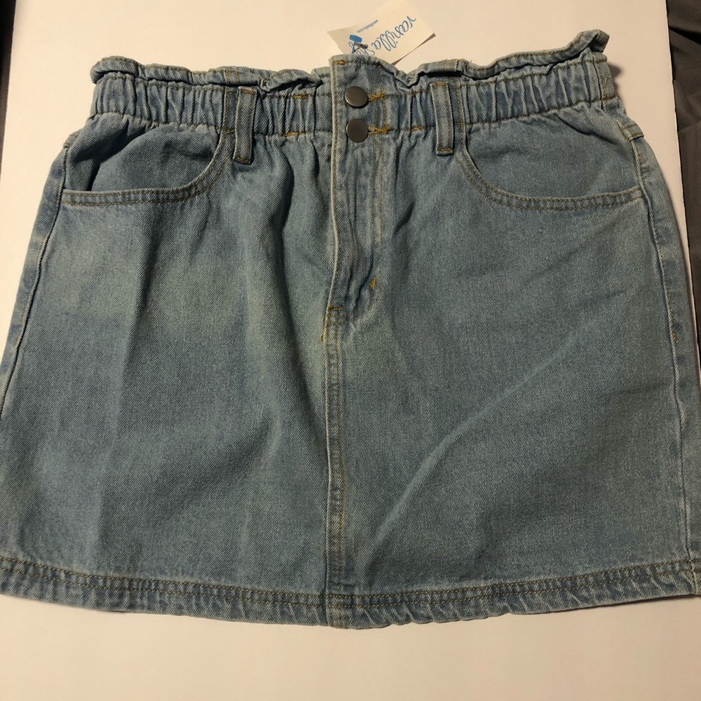 Mermaid at Heart Denim Paper Bag Mini Skirt